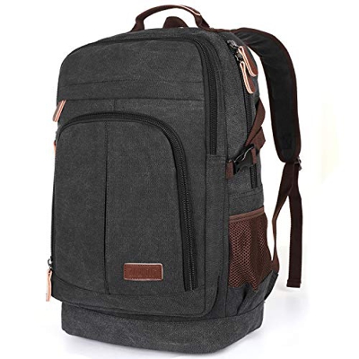 Mochila Lona, Mochila para Portátil 17.3 Pulgadas, Vintage Recorrido del Morral al Aire Libre Acampada Y Senderismo (Ba8-Black)