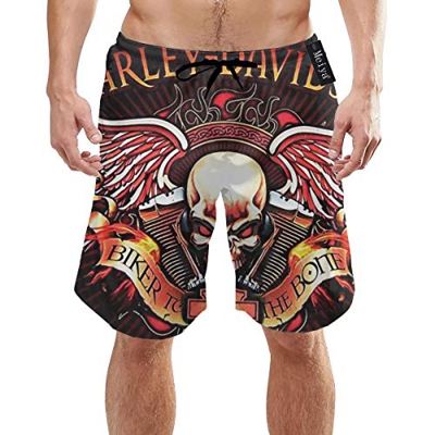 Harley Davidson Bañador de Secado rápido para Hombres con Bolsillos Cintura elástica Larga Pantalones Cortos de Playa Trajes de baño XXL