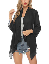 Aibrou Mujer Dobladillo Irregular del Oscilación Rebeca de Gasa Casual Blusón Bikini Beach Cover Up Traje de Baño Blusa Top en oferta