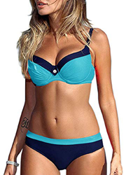Bikini Push-up Trajes de baño Dos Piezas Sexy Bikini Sets Bañador para Mujer Ropa de baño Azul-2 Large EU 38-40 en oferta
