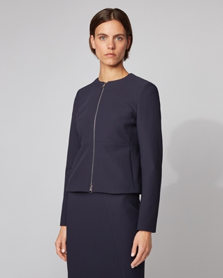 Boss - Chaqueta Regular Fit Con Cremallera Integral En Sarga De Punto Elástico