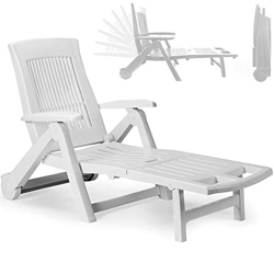 Multistore 2002 - Tumbona plegable con ruedas para tomar el sol y relajarse en el jardín, asiento con respaldo de 5 posiciones, mueble de balcón y ter precio