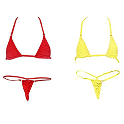 HNJZX Conjunto - para mujer Exotic Micro Bikini Set Sunbathing Swimming Costumes Trajes De Baño De Mujer ((2pcs) yellow + red) precio
