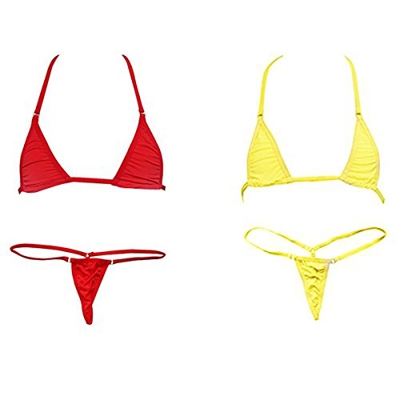 HNJZX Conjunto - para mujer Exotic Micro Bikini Set Sunbathing Swimming Costumes Trajes De Baño De Mujer ((2pcs) yellow + red)