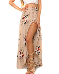 Moda Falda Larga Estampada Flor Maxi Boho Verano para Mujer Vestido Pareo Playa Bikini Cover Up Ropa de Playa Fiesta Caual Vacación Rosado S en oferta