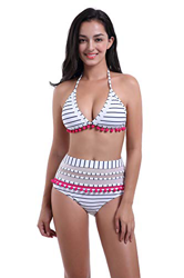 SDINAZ Mujer Bikinis Conjuntos Cintura Alta Tops de Bikini Halter Push Up Sexy Dos Pieza de Baño Beachwear en oferta