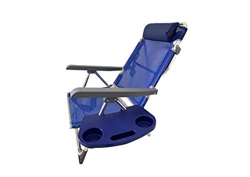 Pincho Silla Cama para Playa Plegable 5 Posiciones, duraluminio Reforzado, textilene con cojín y mesita de Regalo (Azul Liso) precio