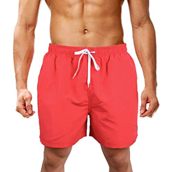 LK LEKUNI Bañador Hombre Pantalones de Playa con Forro con Cordón Traje de Baño Pantalón Ceñido_Rojo_2XL precio
