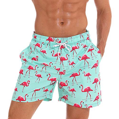 Lachi Bañador para hombre con bolsillos y forro de malla Flamingo verde XXL