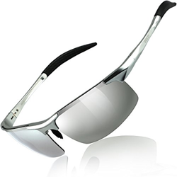 Duco Gafas de sol deportivas polarizadas para hombre con ultraligero y marco de metal irrompible, 100% UV400-8177S (Plata espejada) en oferta