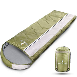 Saco de dormir de camping para adultos – 3 estaciones clima cálido y frío, bolsa ligera e impermeable para senderismo, camping, viajes características