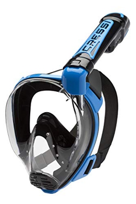 Cressi Duke Dry Full Face Mask Mascara de Buceo Snorkel Seca Cara Completa, Unisex Adulto, Negro/Azul, S/M