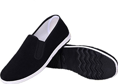 APIKA Zapatos Tradicionales Viejos Chinos de Pekín Kung Fu Tai Chi Zapatos Suela de Goma Unisexo Negro (240mm 38)