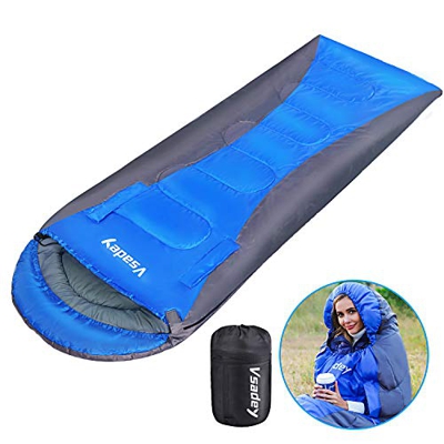 Vsadey Saco de Domir para Acampar, 3 Estaciones de Microfibra 220 x 75 cm Manos Libres Ultraligeros Transpirable, Bolsa de Dormir Impermeable para Ext