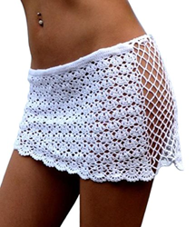 DELEY Mujeres Crochet Malla Hueco Mini Falda Corta Trajes De Baño Bikini Cubrir los Playa Verano precio