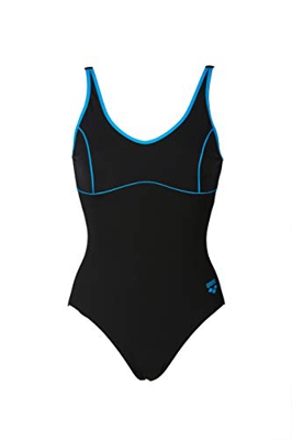ARENA W Tania Clip Back One Piece Bañador Deportivo Mujer Tania, Mujer, Black-Turquoise, 44