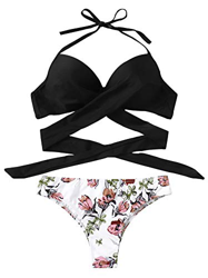 DIDK Mujeres Bikini, 2018 Traje De Baño De Dos Piezas Bikini Conjunto con Estampado, Verano Bra Acolchado, 2018 Verano Sexy Push Up Ropa De Playa,Rosa en oferta