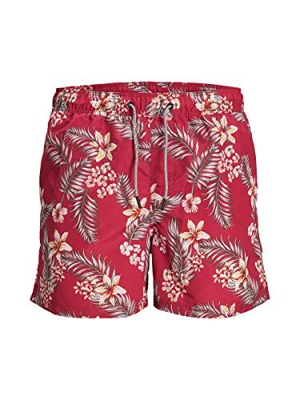 Jack & Jones JJIARUBA JJSWIMSHORTS AKM Tropic STS Bañador para Hombre, Chili, L
