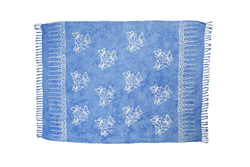 MANUMAR Mujer Pareo opaco, toalla de playa grandes Sarong en azul claro con motivo mariposa, XXL sobredimensionado 225x115cm, toalla vestido de verano precio