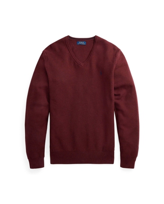 Polo Ralph Lauren - Jersey De Hombre Burdeos Cuello De Pico