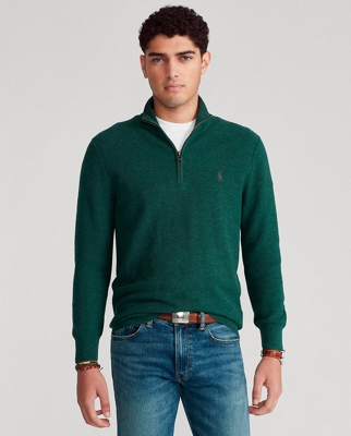 Polo Ralph Lauren - Jersey De Hombre Verde Con Cierre Cremallera