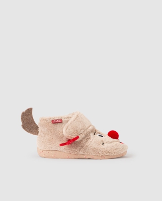 Kids Collection - Zapatillas De Casa De Niño De Color Beige Con Bordado Elfo