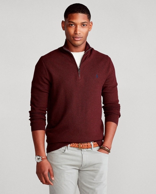Polo Ralph Lauren - Jersey De Hombre Burdeos Con Cierre Cremallera