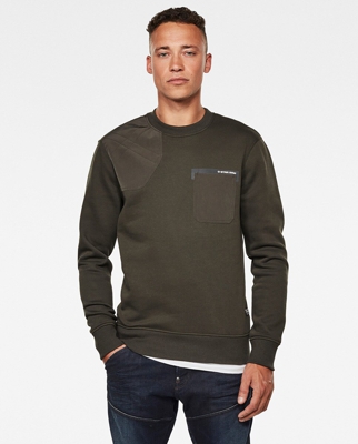 G-Star Raw - Sudadera De Hombre Gris De Manga Larga Cuello Redondo Y Bolsillo