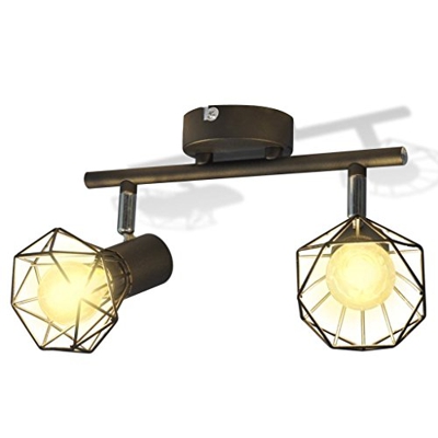 Lámpara LED de techo, estilo industrial, dos focos Negro