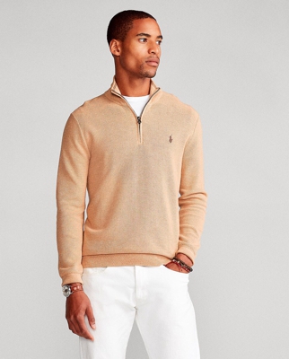 Polo Ralph Lauren - Jersey De Hombre Beige Con Cierre Cremallera
