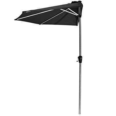 AMARE Sonnenschirm, 270 x 245 cm, Aluminium Finish, Schwarz Sombrilla, Negro, 270 cm halbrund