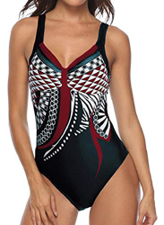 heekpek Trajes de Una Pieza Vintage Impresión Bañador Natacion Mujer Surf Tallas Grandes Monokini Push Up Sexy V-Cuello Verano Traje de Baño Atlético  características