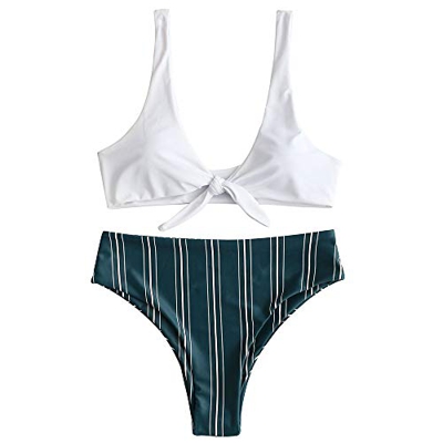 ZAFUL - Bikini brazilian para mujer verde bosque M