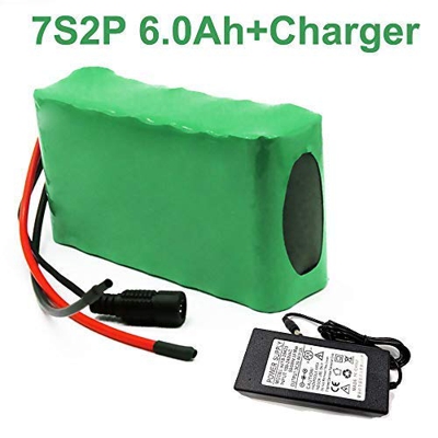 Seilylanka 24V 6Ah 25.9V Li-Ion Batería E-Bike Bicicleta eléctrica 7S2P con Cargador