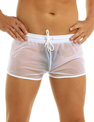 Inlzdz - Pantalones cortos tipo bóxer para hombre, transparente Blanco blanco L precio