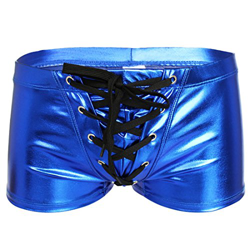 dPois Pantalones Cortos de Baño Hombre Bañador Atractivo Traje de Baño Boxeador Sexy Calzoncillos Cuero Cordón Ropa de Baño Natación Playa Azul XL precio