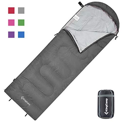 KingCamp Saco de Dormir Ultraligero de Momia Grande Individual para Niños Camping Montaña Portátil Bolsa de Compresión Verano 165 x 70cm