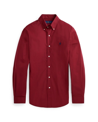 Polo Ralph Lauren - Camisa De Hombre Burdeos De Manga Larga Regular