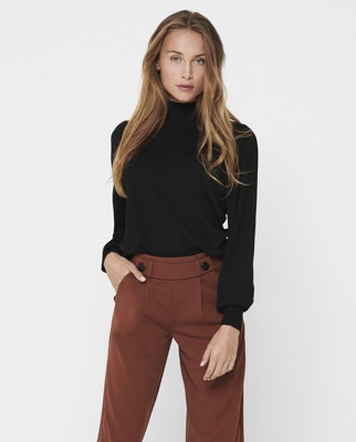 Only - Jersey De Mujer De Punto Liso Y Cuello Tortuga