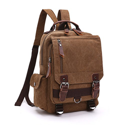 LOSMILE Mochila Hombres Mujer Lona Bolso de Bandolera La Bolsa de Mensajero Bolsa de Lona Bolsa de Hombro Messenger Bag Backpack. (café) precio