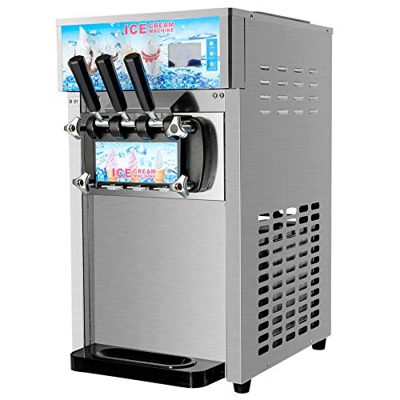 Z ZELUS 1200 W Máquina de Helado Suave Comercial 18L / H Heladoras para Hacer Helados 2 + 1 Sabores Acero Inoxidable 304 Pantalla LED Soft Ice Cream M