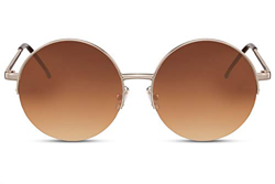 Cheapass Gafas de Sol Gryes Redondas Semi Metal Sunnies Montura Dorada con Lentes Graduales Marrones protección UV400 Woman en oferta