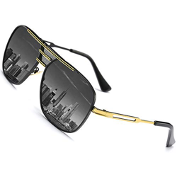 SHEEN KELLY La Plaza de Gran Piloto Gafasde sol Retro de los Hombres de Metal Polarizados Marrón/negro/plata. precio