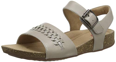 Clarks Un Perri Way, Sandalias de Talón Abierto para Mujer, Gris (Stone Leather Stone Leather), 36 EU