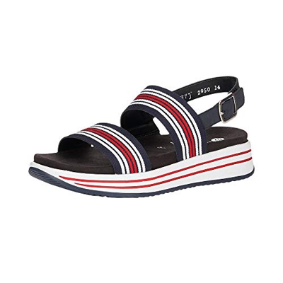 Remonte Mujer Sandalias de Vestir, señora Plataforma Sandalias,Zapatos de Verano,cómoda Suela,Suela Gruesa,navy-weiss-rot/pazifik/14,43EU/9UK