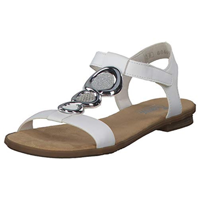 Rieker 64265-80, Sandalias Punta Cerrada para Mujer, Weiß (Weiss/Bianco/Ice/Silber 80), 40 EU