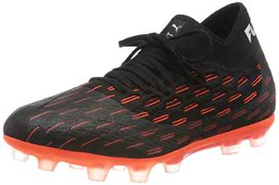 PUMA Future 6.2 Netfit FG/AG, Zapatillas de fútbol para Hombre, Negro Black White/Shocking Orange, 42 EU