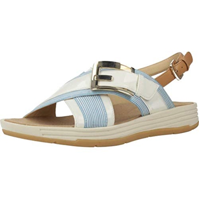 Geox D KOLEOS F, Sandalias con Punta Abierta para Mujer, Blanco (Petrol/White), 37 EU