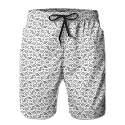 3D Print Dinosaurs In Grey Tiny Small Wallpaper (4996) Shorts Fast Dry Beach Board Shorts Men's Swim Trunks/L características