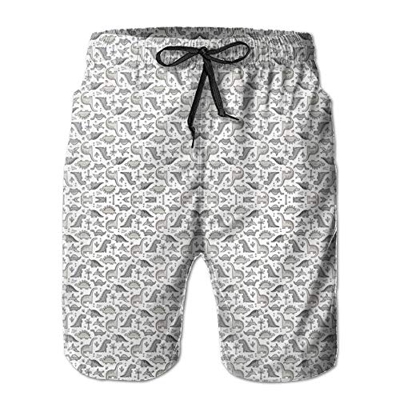 3D Print Dinosaurs In Grey Tiny Small Wallpaper (4996) Shorts Fast Dry Beach Board Shorts Men's Swim Trunks/L